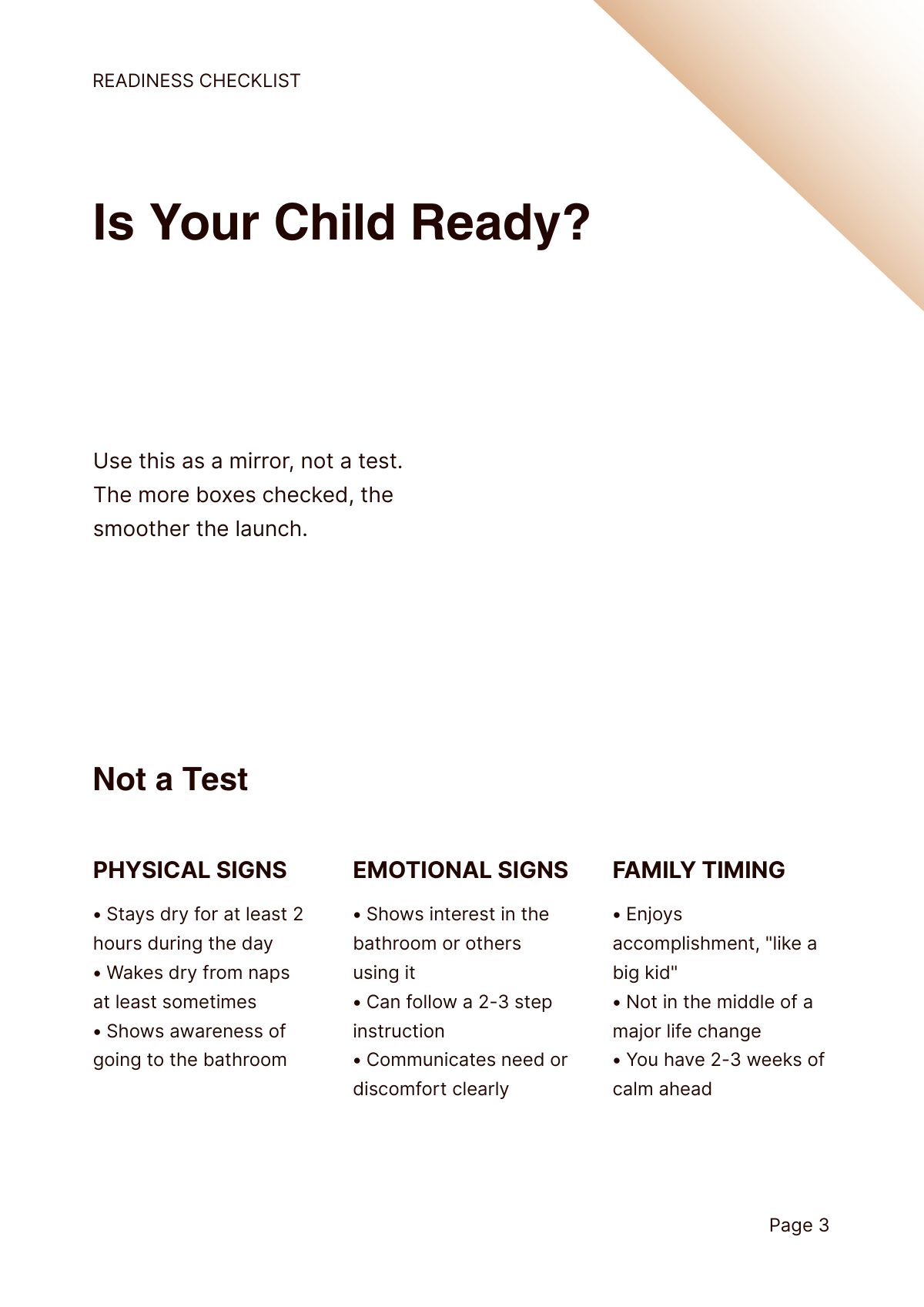 Potty Training Readiness Checklist & 3-Day Tracker
